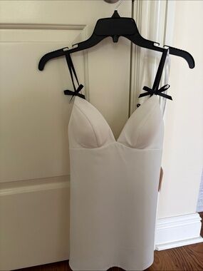 Macy's White Mini Dress with Black Bow Straps